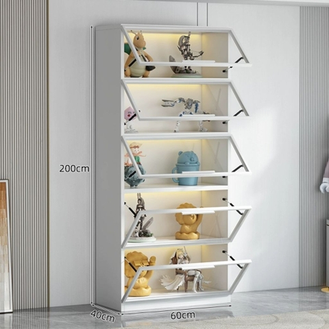 Tủ Trưng Bày Mô Hình Gỗ MDF Cánh Kính Nâng Cường Lực-Nội Thất Phòng Khách 80x40x200cm Yapi-TK013