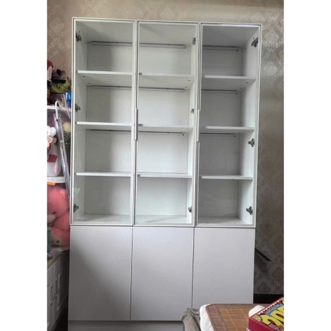 Tủ Lưu Trữ Tài Liệu Gỗ MDF Cánh Kính Cường Lực, Nhiều Ngăn Kéo 120x32x200 Yapi-TK015
