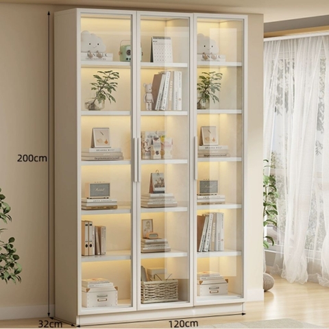Tủ Lưu Trữ Tài Liệu Gỗ MDF Cánh Kính Cường Lực, Nhiều Ngăn Kéo 120x32x200 Yapi-TK015