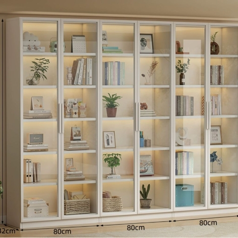 Tủ Lưu Trữ Tài Liệu Gỗ MDF Cánh Kính Cường Lực, Nhiều Ngăn Kéo 120x32x200 Yapi-TK015