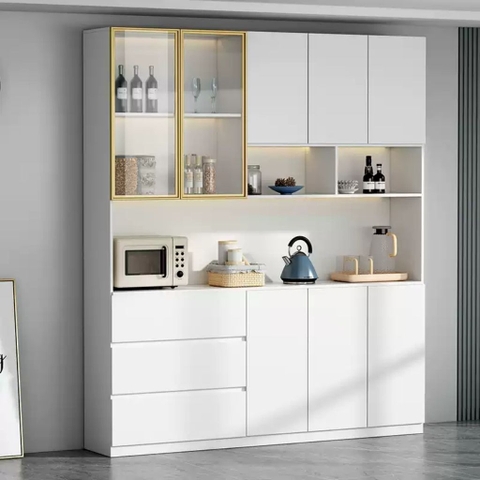 Tủ Bếp Kết Hợp Quầy Bar Mini Gỗ MDF Cánh Kính Cường Lực, 280x40x220cm Yapi-TB002