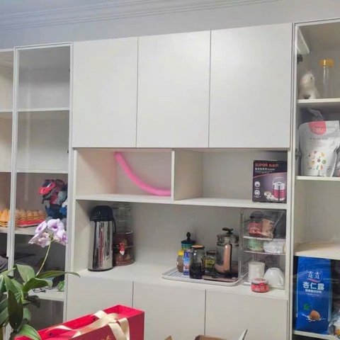 Tủ Bếp Kết Hợp Quầy Bar Mini Gỗ MDF Cánh Kính Cường Lực, 280x40x220cm Yapi-TB002