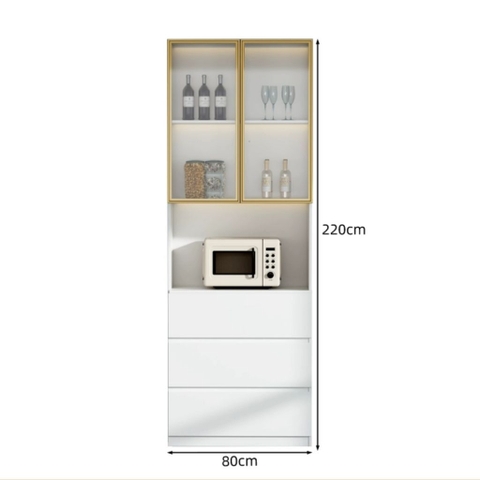 Tủ Bếp Kết Hợp Quầy Bar Mini Gỗ MDF Cánh Kính Cường Lực, 280x40x220cm Yapi-TB002