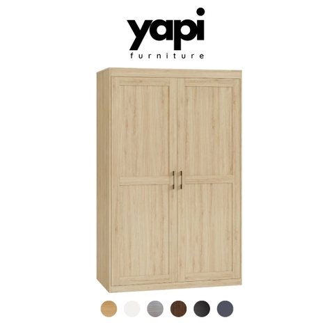 Tủ Quần Áo Gỗ MDF 2 Cánh Màu Vân Gỗ Tự Nhiên Hiện Đại Có Ngăn Kệ 120x60x190cm Yapi-244
