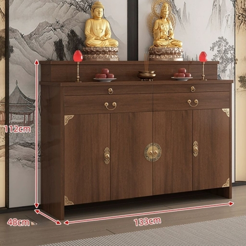 Tủ Thờ Thấp Màu Vân Gỗ Có Ngăn Kéo Và Cánh Mở Gọn Gàng Hiện Đại  88x48x112cm Yapi-1205
