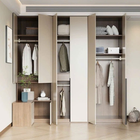 Combo Tủ Quần Áo Kèm Tab Đầu Giường Hiện Đại Gỗ MDF 280x58x240cm Yapi-254