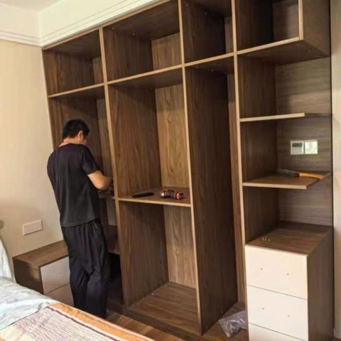 Combo Tủ Quần Áo Kèm Tab Đầu Giường Hiện Đại Gỗ MDF 280x58x240cm Yapi-254