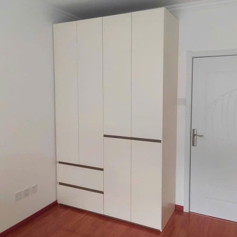 Tủ Quần Áo Gỗ MDF 6 Cánh Hiện Đại Màu Trắng Kèm Tủ Phụ 200x58x240cm Yapi-255