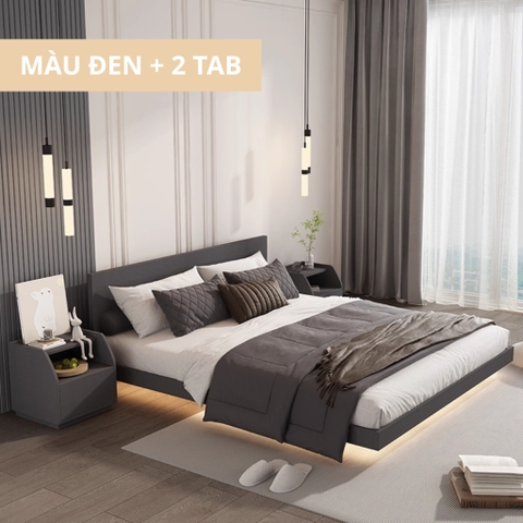 Giường Bay Tatami Phong Cách Wabi-sabi Đơn Giản Kích Thước 1m8x2m Kèm 2 Tủ Đầu Giường Yapi-539