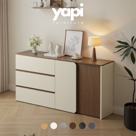 Tủ Để Đồ Kết Hợp Trang Trí Cánh Bo Cong Có Ngăn Kéo Yapi-117