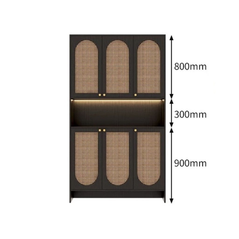 Tủ Giày Dép Gỗ Cánh Nan Có Kệ Trang Trí Hiện Đại 160x35x200 Yapi 325