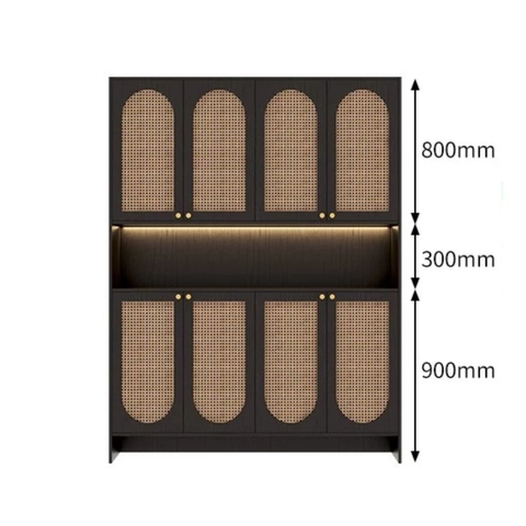 Tủ Giày Dép Gỗ Cánh Nan Có Kệ Trang Trí Hiện Đại 160x35x200 Yapi 325