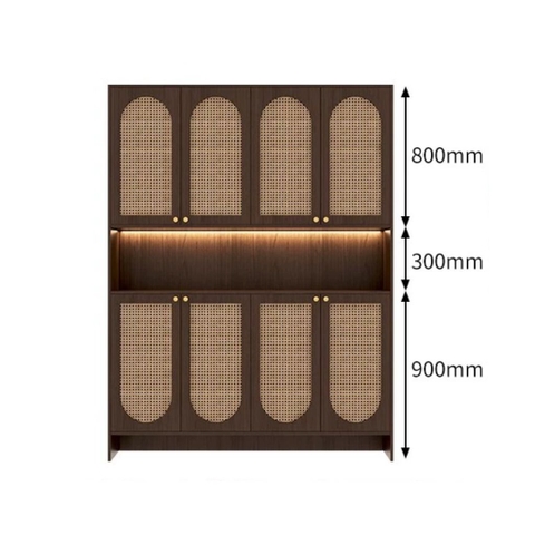 Tủ Giày Dép Gỗ Cánh Nan Có Kệ Trang Trí Hiện Đại 160x35x200 Yapi 325