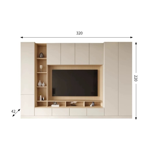 Kệ Tivi Âm Tường Kết Hợp Tủ Trang Trí Và Lưu Trữ Đa Năng 360x42x220 Yapi-916