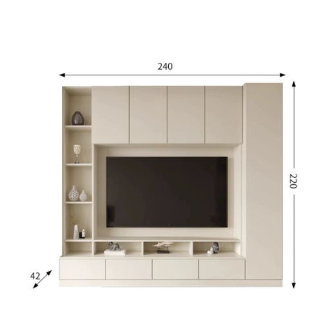 Kệ Tivi Âm Tường Kết Hợp Tủ Trang Trí Và Lưu Trữ Đa Năng 360x42x220 Yapi-916