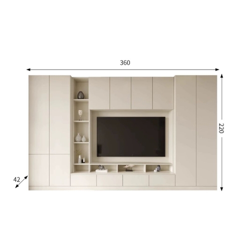 Kệ Tivi Âm Tường Kết Hợp Tủ Trang Trí Và Lưu Trữ Đa Năng 360x42x220 Yapi-916