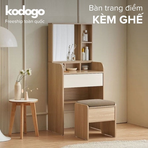 Bàn Trang Điểm Kèm Ghế Và Gương Lớn, Nhỏ Gọn 60x70x137cm Yapi-805
