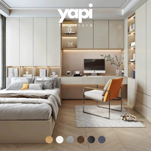 Combo Phòng Ngủ Thông Minh Gồm Giường, Tủ Quần Áo, Bàn Làm Việc 180x200 Yapi-CBPN003