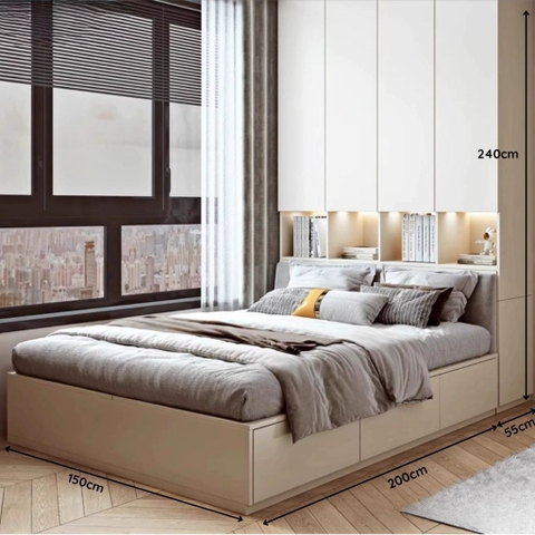 Combo Phòng Ngủ Thông Minh Gồm Giường, Tủ Quần Áo, Bàn Làm Việc 180x200 Yapi-CBPN003