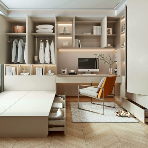 Combo Phòng Ngủ Thông Minh Gồm Giường, Tủ Quần Áo, Bàn Làm Việc 180x200 Yapi-CBPN003