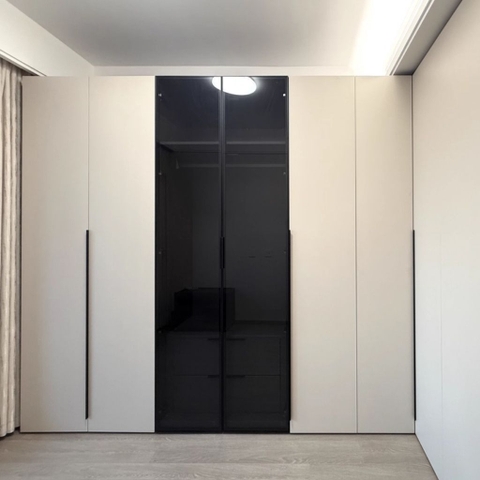 Tủ Quần Áo Cánh Kính Kết Hợp Cánh Trơn Tối Giản, Sang Trọng 240x57x240cm Yapi-257