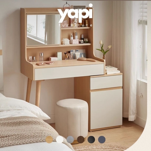 Bàn Trang Điểm Kèm Gương Nhiều Ngăn Lưu Trữ Tiện Lợi 104x44x130cm Yapi-806