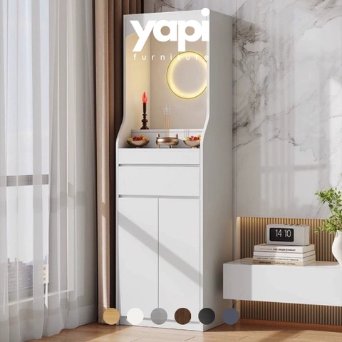 Bàn Thờ Phật Bằng Gỗ Nguyên Khối Hiện Đại Có Tủ Đựng Đồ Kích thước 81x48x190cm Yapi-1203