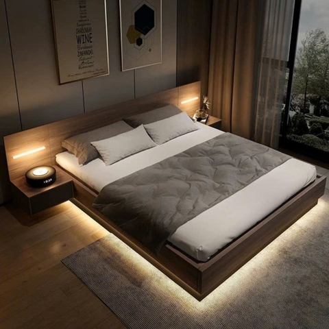 Giường Bay Nâng Hạ Và Hộc Tủ Chứa Đồ Kèm 2 Tab Có Đèn Led 180x200cm Yapi-542