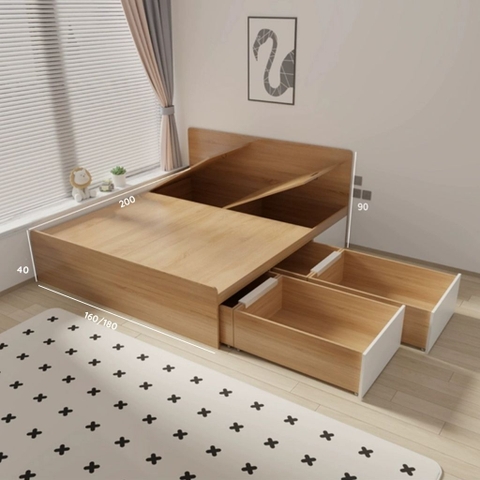 Giường Ngủ Tối Giản Có Ngăn Kéo Lưu Trữ Tiện Dụng 180x200cm Yapi-540