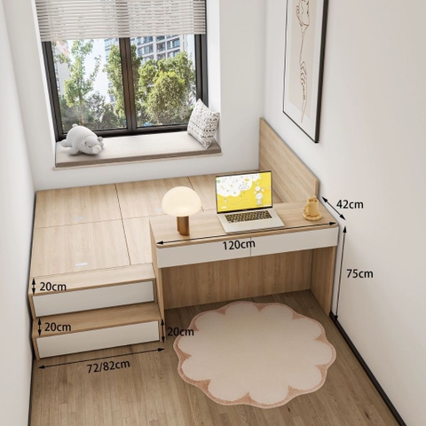 Combo Phòng Ngủ Thông Minh Tích Hợp Bàn Làm Việc Và Tủ Lưu Trữ Và Kệ Sách 160x200cm Yapi-CBPN004