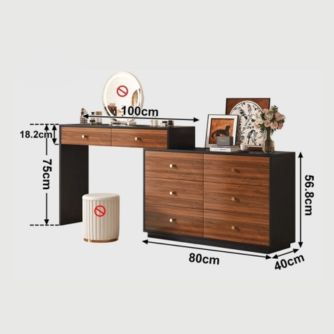Bàn Trang Điểm Chữ L Gỗ MDF Cánh Mây Nhiều Ngăn Kéo 140x40x75cm Yapi-808