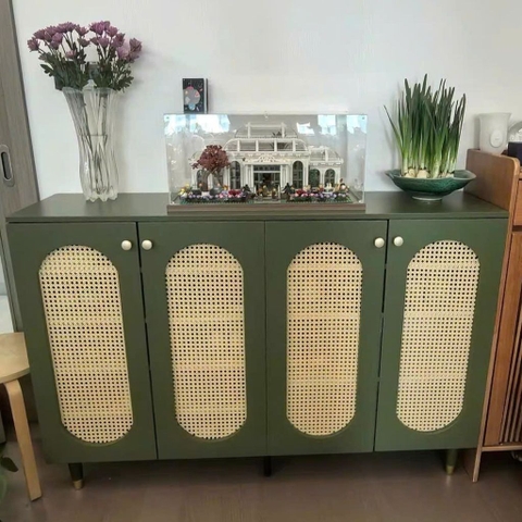 Tủ Giày Gỗ MDF Phối Cánh Mây Cổ Điển 160x36,5x95cm Yapi-326