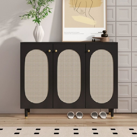 Tủ Giày Gỗ MDF Phối Cánh Mây Cổ Điển 160x36,5x95cm Yapi-326