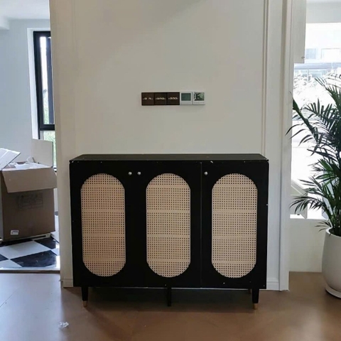 Tủ Giày Gỗ MDF Phối Cánh Mây Cổ Điển 160x36,5x95cm Yapi-326