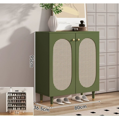 Tủ Giày Gỗ MDF Phối Cánh Mây Cổ Điển 160x36,5x95cm Yapi-326