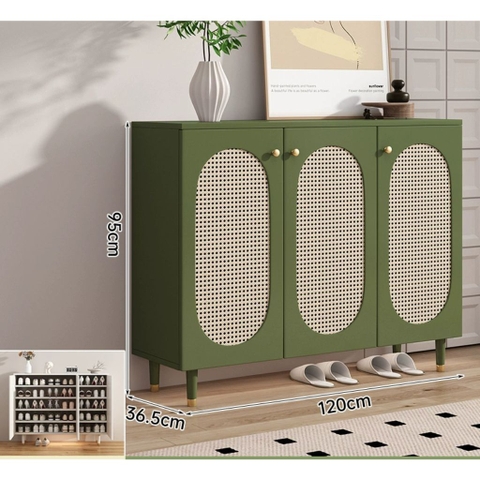 Tủ Giày Gỗ MDF Phối Cánh Mây Cổ Điển 160x36,5x95cm Yapi-326