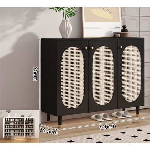 Tủ Giày Gỗ MDF Phối Cánh Mây Cổ Điển 160x36,5x95cm Yapi-326