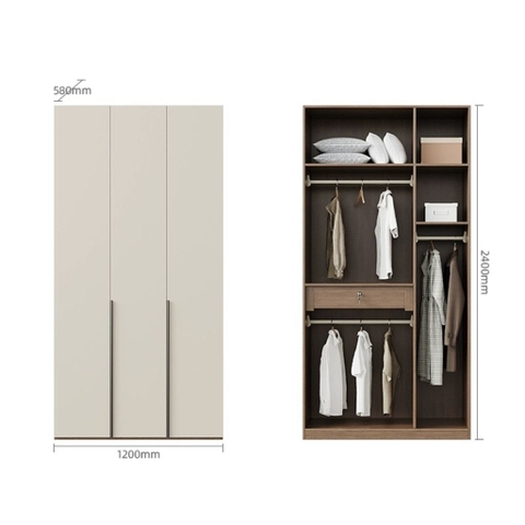 Combo Tủ Quần Áo Kèm Tab Đầu Giường Hiện Đại Gỗ MDF 280x58x240cm Yapi-254