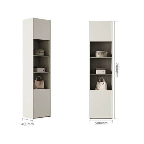 Tủ Quần Áo Gỗ MDF 6 Cánh Hiện Đại Màu Trắng Kèm Tủ Phụ 200x58x240cm Yapi-255