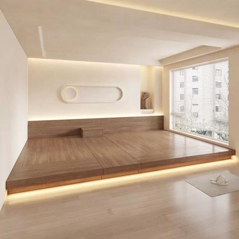 Giường Bệt Tatami 2 Nệm Có Đèn LED Cho Phòng Ngủ, Homestay 340x240x70cm Yapi-543