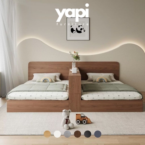 Giường Ngủ Sinh Đôi Cho Bé Có Vách Ngăn Và Tủ Lư Trữ 140cmx200cm Yapi-545