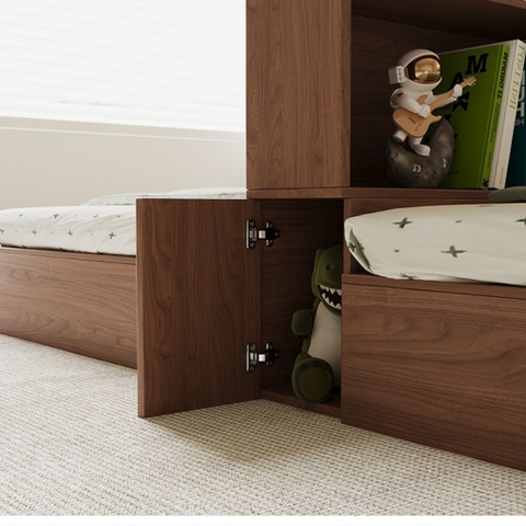 Giường Ngủ Sinh Đôi Cho Bé Có Vách Ngăn Và Tủ Lư Trữ 140cmx200cm Yapi-545