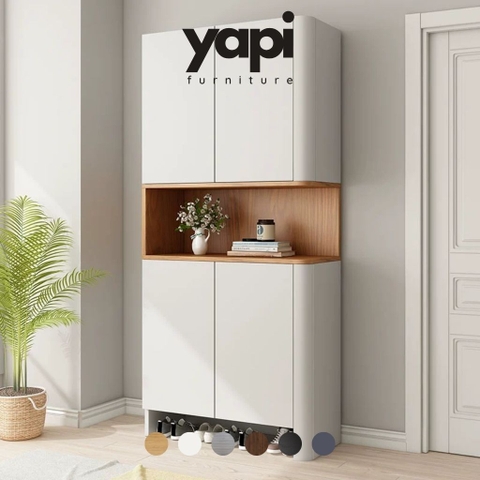 Tủ Giày Bo Góc Tròn Hiện Đại Có Ngăn Trang Trí 100x35x200cm Yapi-327