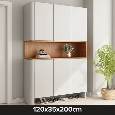Tủ Giày Bo Góc Tròn Hiện Đại Có Ngăn Trang Trí 100x35x200cm Yapi-327