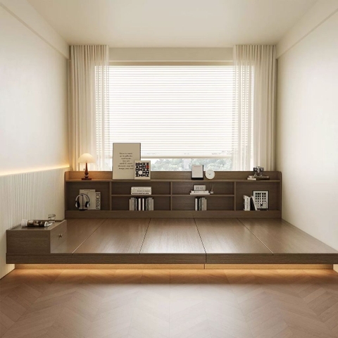 Giường Ngủ Tatami Kèm Kệ Đầu Giường Có LED Hiện Đại 240x190x15cm Yapi-546