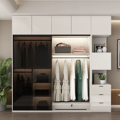 Tủ Quần Áo Cánh Lùa, Kính Cường Lực Hiện Đại 180x60x200cm Yapi-258