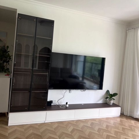 Kệ Tivi Hiện Đại Kèm Tủ Trang Trí Và Tủ Kính Trọng Cho Phòng Khách 380x35x30cm Yapi-918