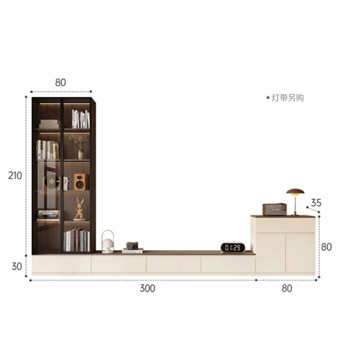 Kệ Tivi Hiện Đại Kèm Tủ Trang Trí Và Tủ Kính Trọng Cho Phòng Khách 380x35x30cm Yapi-918