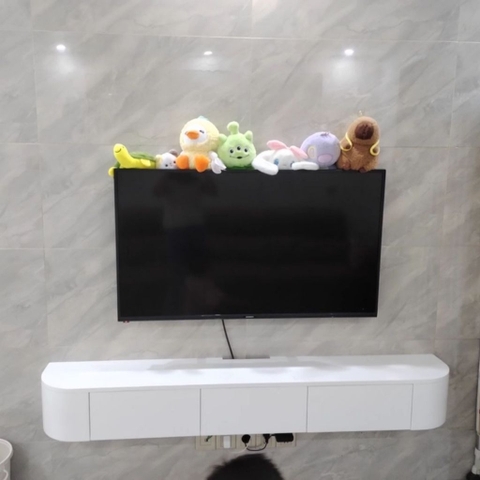 Kệ Tivi Treo Tường Hiện Đại Bo Góc Có Đèn LED, Nội Thất Phòng Khách 200x35x28cm Yapi-919