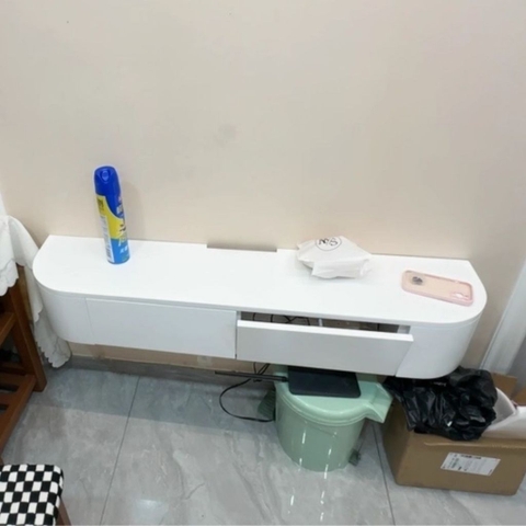 Kệ Tivi Treo Tường Hiện Đại Bo Góc Có Đèn LED, Nội Thất Phòng Khách 200x35x28cm Yapi-919